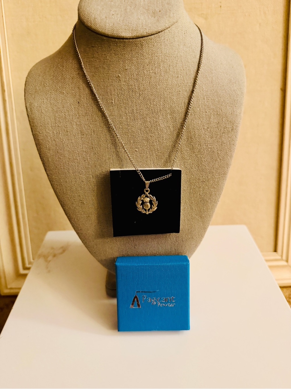 Pageant Pewter Scottish Thistle pewter pendant necklace NIB